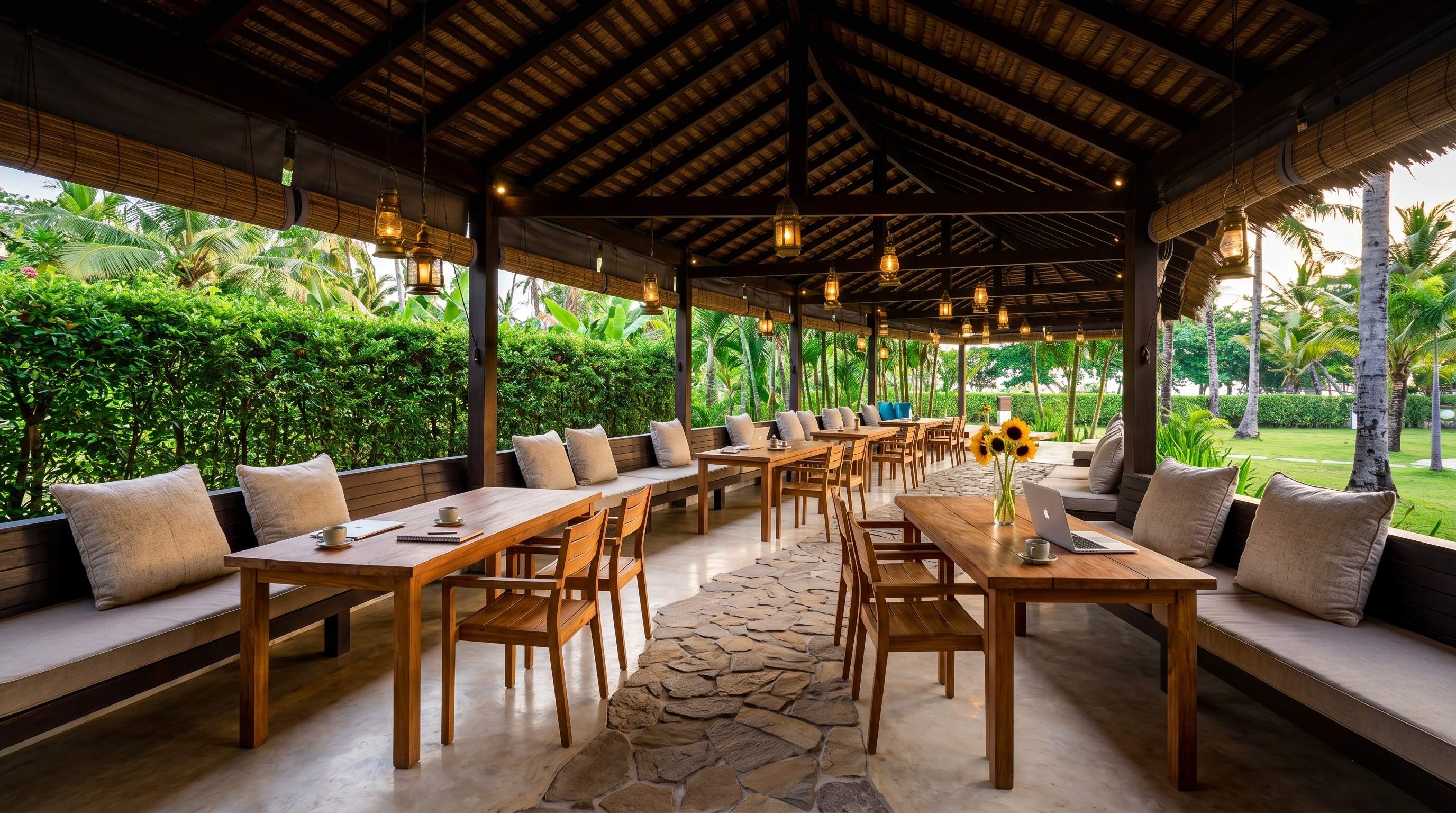 Work, Differently — open-air desks and lounges